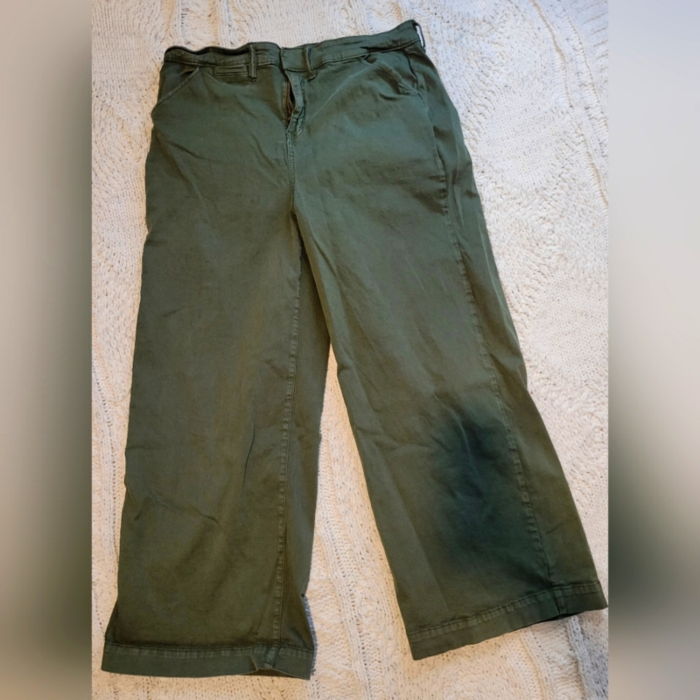 Casual Olive Wide-Leg Pants